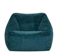 Icon Natalia Fauteuil Pouf Velours Côtelé, Gros Pouf avec Remplissage, Fauteuil Salon Confortable, 1 Place, Chaise Chambre, Meuble Salon, Bleu Canard