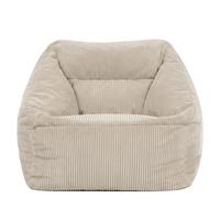 Icon Natalia Fauteuil Pouf Velours Côtelé, Gros Pouf avec Remplissage, Fauteuil Salon Confortable, 1 Place, Chaise Chambre, Meuble Salon, Beige