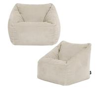 Icon Natalia Pouf Enfant Velours Côtelé avec Remplissage, Lot de 2, Beige | Fabriqué en Europe, Pouf Enfant, Pouf Poire, Tissu en Velours Côtelé Doux, Confortable Chaise Enfant pour Salon et Chambre