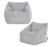 Icon Natalia Pouf Enfant Velours Côtelé avec Remplissage, Lot de 2, Gris | Fabriqué en Europe, Pouf Enfant, Pouf Poire, Tissu en Velours Côtelé Doux, Confortable Chaise Enfant pour Salon et Chambre