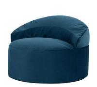 Icon Orb Fauteuil Pouf Velours, Pouf Chambre avec Remplissage, Fauteuil Salon Confortable, 1 Place, Chaise Chambre, Meuble Salon, Bleu
