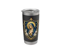 Icône de dévotion catholique ornée de lys Vierge Marie Gobelet isotherme en acier inoxydable double paroi
