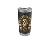 Icône de dévotion catholique ornée de lys Vierge Marie Gobelet isotherme en acier inoxydable double paroi