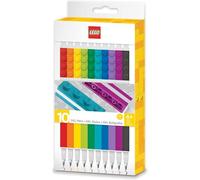 Iconic Stationery: Creative Quick Dry Gel Pen With Lego Plate - Set Of 10 Colours, Fine Point 0.5 - Desktop Writing Instrument