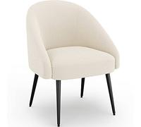 Iconik Interior Fauteuil Design - en Bouclette Fausse Fourrure Tapissée - Boucles Blanches - Wasda Blanc