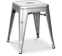 Iconik Interior Tolix Style Tabouret Design Industriel - 45cm - Nouvelle Édition - Stylix Argenté