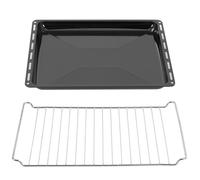ICQN 42.2 x 37 cm Set de plaques et grilles de four, 3 cm de profondeur Lèchefrite émaillée et grille de four chromée pour four et cuisinière
