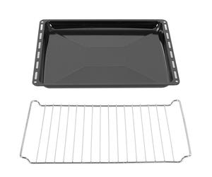 ICQN 42.2 x 37 cm Set de plaques et grilles de four, 3 cm de profondeur Lèchefrite émaillée et grille de four chromée pour four et cuisinière
