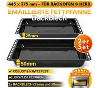ICQN Lèchefrite 445 x 375 mm 25 et 50 mm, Set de 2 plaques à pâtisserie émaillées, Convient pour Whirlpool, Ignis, Bauknecht, Indesit, Algor, Neckermann, Lloyds, 44,5 x 37,5 cm