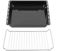 ICQN Set Plaque de Four 422 × 370 × 45 mm + Grille - Lèche-frite Émaillée Profonde Compatible Electrolux, AEG, IKEA, Zanussi & Juno