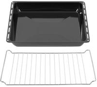 ICQN Set Plaque de Four 44,5 × 37,5 × 5 cm + Grille - Compatible avec Candy, Rosières, Hoover, Bauknecht & Groupe Whirlpool, Plaque Profonde Émaillée + Grille de Cuisson