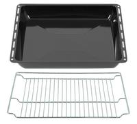 ICQN Set Plaque de Four Profonde 46,5 × 37,5 × 6 cm + Grille, Compatible avec Siemens, Bosch, Beko, Constructa, Neff & Amica, Lèchefrite Émaillée 60 mm + Grille