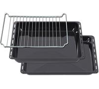 ICQN Set Plaques de Four 445 × 375 mm - 25 mm + 50 mm + Grille, Lèche-frite Émaillée Compatible Electrolux, AEG, IKEA, Zanussi & Juno