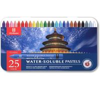 iCrayon - Ensemble de 25 pastels solubles à l'eau, set de pastels aquarellables pour débutants et amateurs, comprend un taille-crayon, une palette et un pinceau pour des créations artistiques