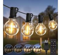 ICRGB Guirlande lumineuse LED d'extérieur - 11 m - 3 modes - Minuterie - Intensité variable - Avec télécommande - 15 + 1 ampoule G40 - Étanche IP65 - Pour jardin, terrasse, mariage, fête