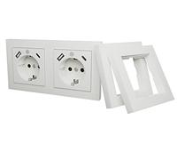 ICY BOX Prise USB encastrée, 2 Ports USB-C et 2 Ports USB-A (pour 1 Prise Double ou 2 Prises Individuelles), 2 Prises murales, IB-MPS4200W-PD