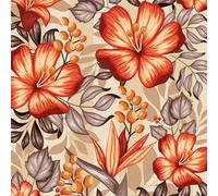 ICYEHAO Papier Peint Adhesif Mural Fleurs Orange,44 x 300cm Papier Peint Beige et Orange Fleur Marron Feuille Botanique Papier Autocollant pour Meuble,Chambre,Salon,Salle de Bain,Toilette