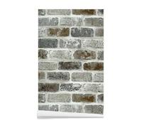 ICYEHAO Papier Peint Brique Grise et Marron, 44 x 500 cm Papier Peint Autocollant Effet Brique Grise, Papiers Peints en Pierre, Papier Autocollant Pour Meubles, Salon, Salle De Bain, Cuisine, Tiroir