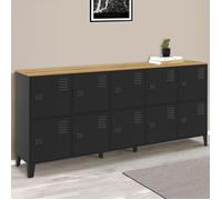 ID MARKET buffet 10 portes 180 cm Moderne bois et noir