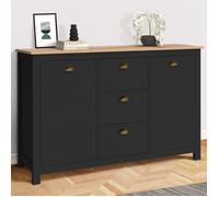 ID MARKET buffet 2 portes et 3 tiroirs 130 cm Moderne bois et noir
