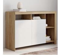 ID MARKET buffet 2 portes et 4 niches 110 cm Moderne bois et blanc