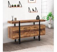 ID MARKET buffet 4 portes 140 cm Moderne bois effet vieilli