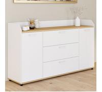 ID MARKET buffet 4 portes 140 cm Moderne bois et blanc effet hêtre