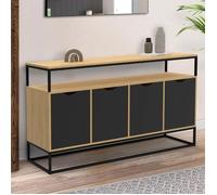 ID MARKET buffet 4 portes 140 cm Moderne noir
