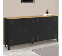 ID MARKET buffet 4 portes 160 cm Moderne bois et noir