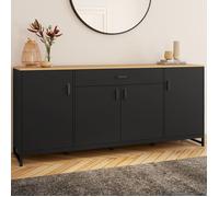 ID MARKET buffet 4 portes et 1 tiroirs 180 cm Moderne bois et noir