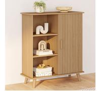 ID MARKET buffet d'appoint 3 étagères 70 cm Moderne bois effet lattes