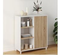 ID MARKET buffet d'appoint 3 étagères 70 cm Moderne bois et blanc
