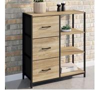 IDMarket - Buffet d'appoint 3 tiroirs et étagères 70 cm Utah Design Industriel