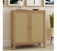 ID MARKET buffet d'appoint HANAE 2 portes 70 cm Cannage bois effet cannage