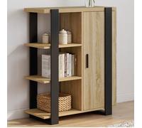 IDMarket - Buffet d'appoint 3 étagères et Placard 70 cm Phoenix Bois et Noir