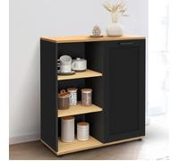 ID MARKET buffet d'appoint VITO 3 étagères 70 cm Contemporain bois et noir