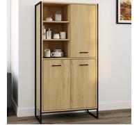 ID MARKET buffet DETROIT 3 portes 160 cm Industriel bois et noir