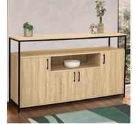 Buffet 4 Portes Detroit Avec Niche Design Industriel 140 Cm