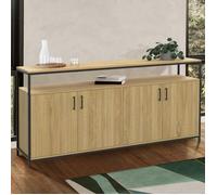 ID MARKET buffet DETROIT 4 portes 160 cm Industriel bois et noir