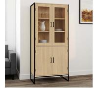 Idmarket Vitrine Buffet Haut H. 176 Cm Detroit 4 Portes Design Industriel Multicolore