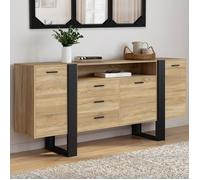 IDMarket - Buffet 180 cm Phoenix XXL 3 Portes et 3 tiroirs avec Niche Bois et Noir
