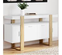 ID MARKET buffet PHOENIX 4 portes 140 cm Loft bois et blanc