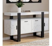 ID MARKET buffet PHOENIX 4 portes 140 cm Loft effet marbre blanc ALASKA et noir