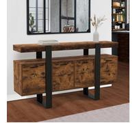 IDMarket - Buffet 160 cm Phoenix XXL 4 Portes Bois Effet Vieilli et Noir