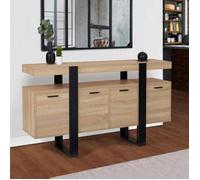IDMarket - Buffet 160 cm Phoenix XXL 4 Portes Bois et Noir