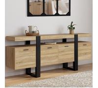 IDMarket - Buffet Enfilade 200 cm Phoenix XXL 4 Portes avec Niche Bois et Noir