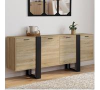 ID MARKET buffet PHOENIX 4 portes 200 cm Loft bois et noir