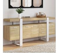 ID MARKET buffet PHOENIX 4 portes et 3 tiroirs 180 cm Loft bois et blanc