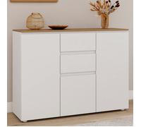 ID MARKET buffet TOBY 3 portes et 2 tiroirs 100 cm Moderne bois et blanc