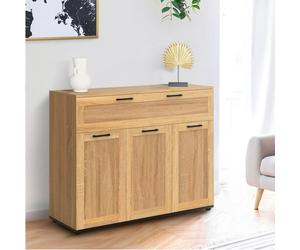 ID MARKET buffet VITO 3 portes et 1 tiroir 100 cm Contemporain noir effet hêtre
